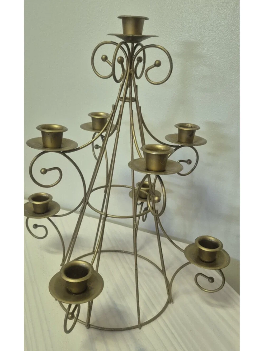 Brass Gold Metal Home Interiors Candelabra Tree Shape Candle Holder 15